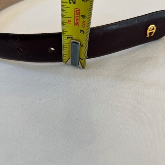 ETIENNE AIGNER | Brown Leather belt Gold-tone Buckle and Logo-Like NEW - Picture 7 of 11